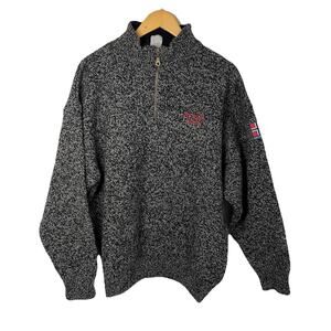 Vintage ASA GJESTAL DESIGN SPINNERI Norway Nordic Wool Sweater 1/4 Zip Mock XL